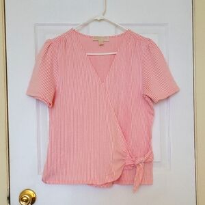Michael Kors Pink Striped Wrap Top